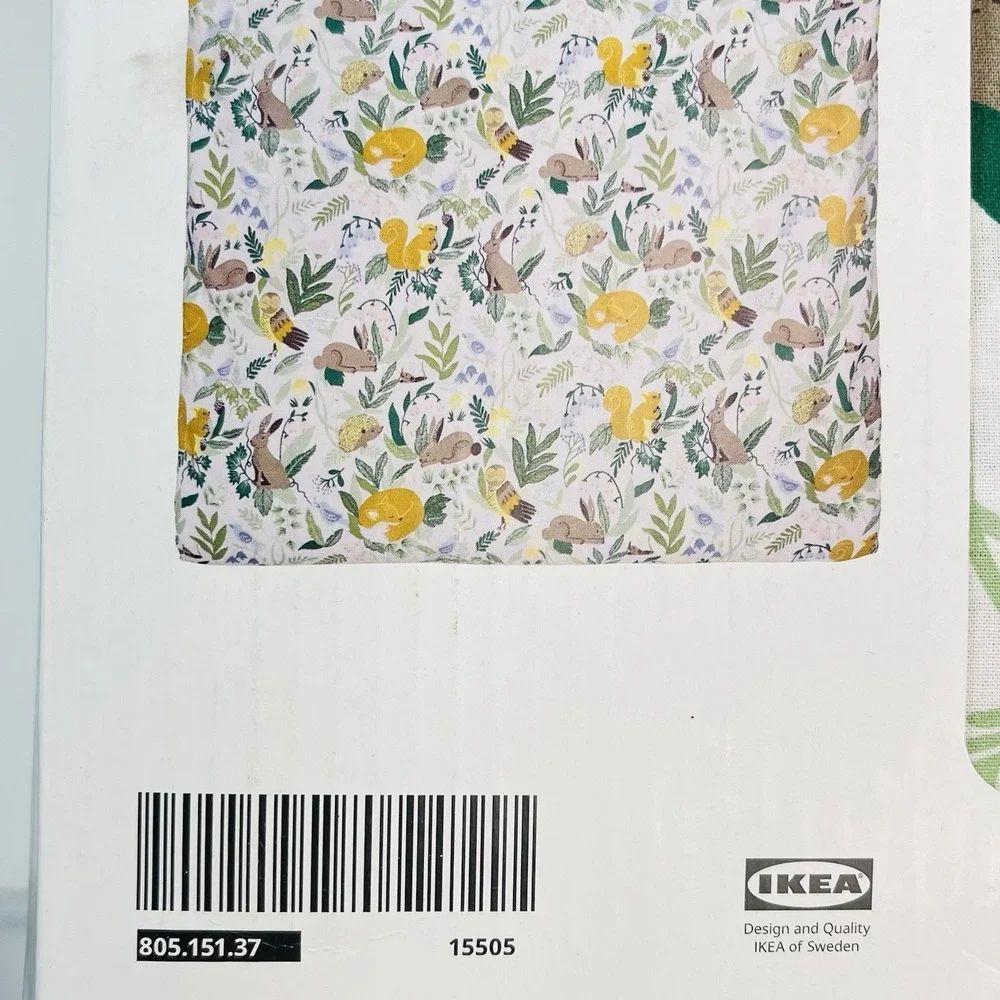 IKEA TROLLDOM Gyllensvaan Crib Sheet Set Forest Animal Duvet Fitted Pillowcase‎